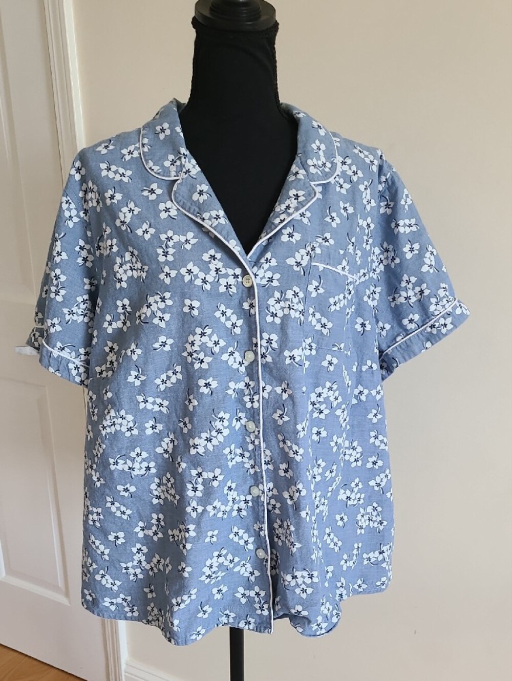 Draper James x Lands’ End Floral Pajama Top 3X 24W-26W Cotton Sleep Shirt